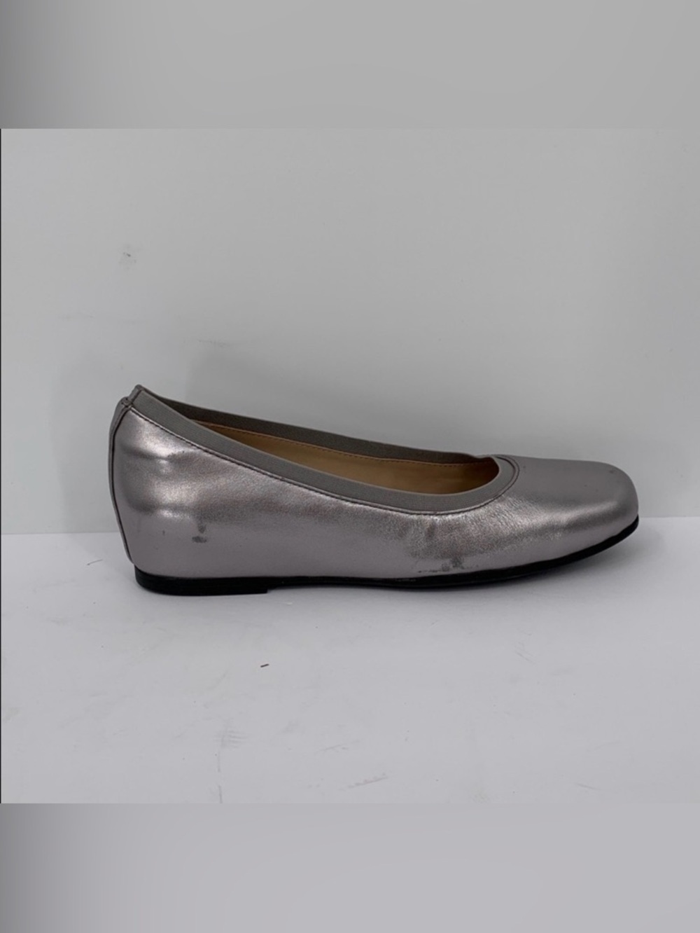 ABEO Cadence ballet flat dark silver metallic leather comfort footbed women 8